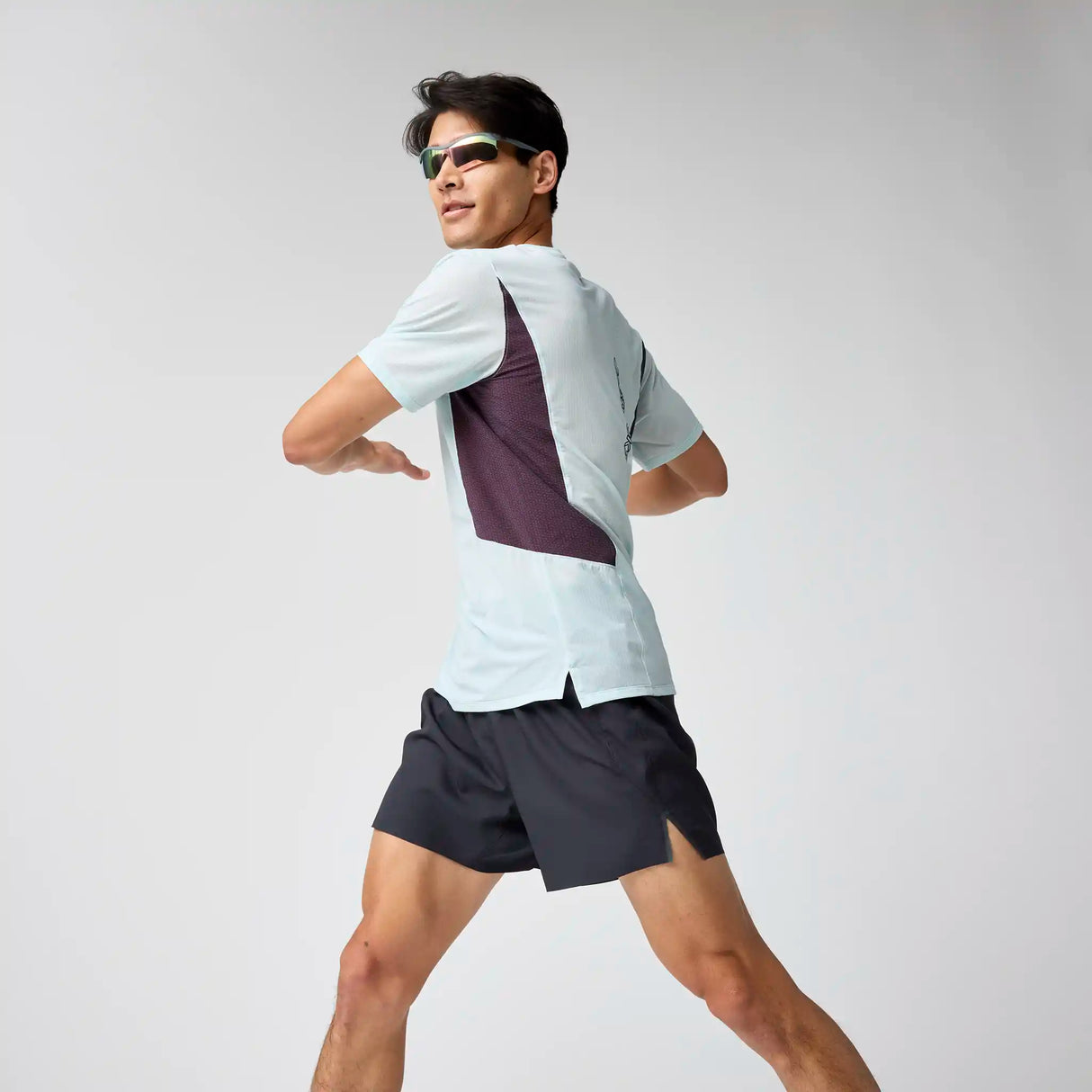 Brooks High Point Short Sleeve 2.0 T-Shirt de course à pied pour homme - Stride Blue / Dk Russet