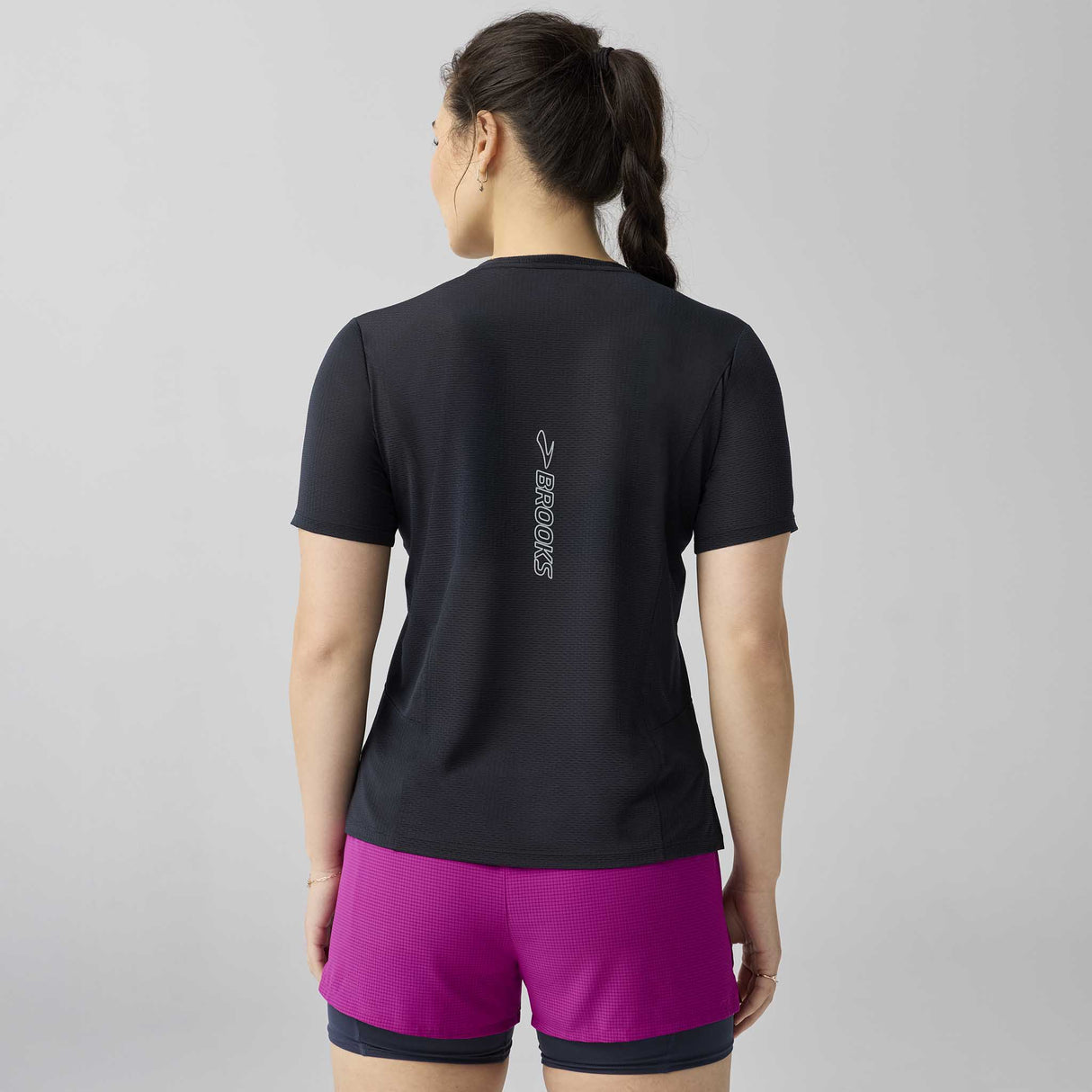 Brooks High Point Short Sleeve 2.0 t-shirt femme dos - Noir