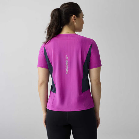 Brooks High Point Short Sleeve 2.0 t-shirt femme dos - Fuchsia/Blue Nights
