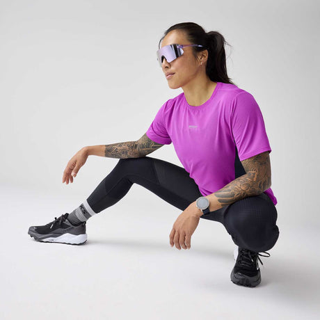 Brooks High Point Short Sleeve 2.0 t-shirt femme live - Fuchsia/Blue Nights