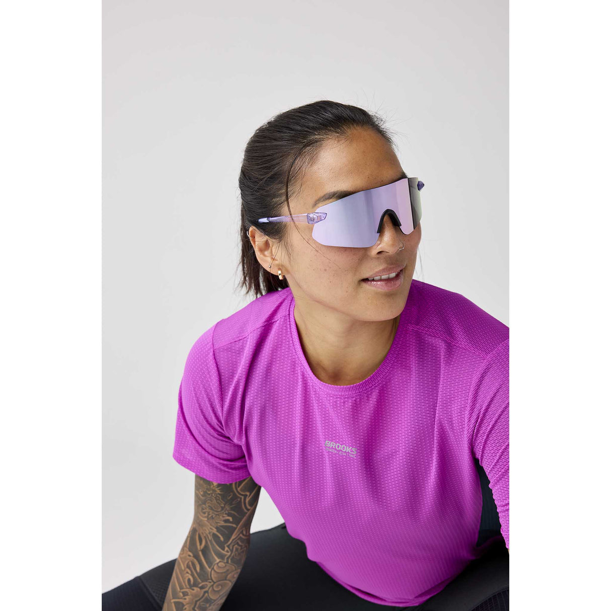 Brooks High Point Short Sleeve 2.0 t-shirt femme - Fuchsia/Blue Nights