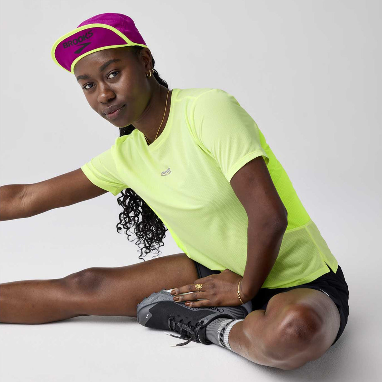 Brooks High Point Short Sleeve 2.0 t-shirt femme live - Sunray/Nightlife