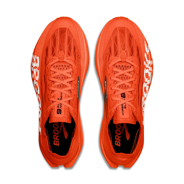 Brooks Hyperion Elite 6 soulier de course à pied unisexe, coloris Tigerlily / Red / White — semelle extérieure