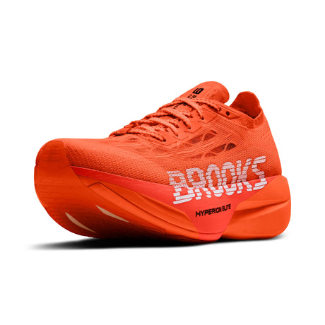 Brooks Hyperion Elite 6 unisex road running shoe in Tigerlily / Red / White — pair