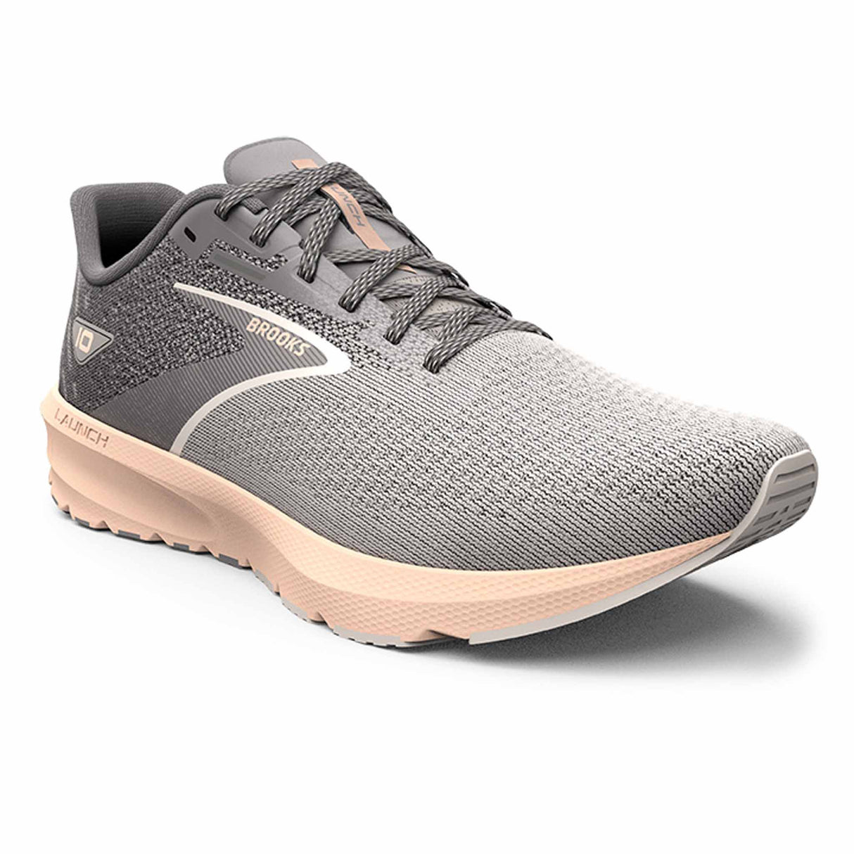 Brooks Launch 10 chaussures de course à pied pour femme - Grey / Crystal Grey / Pale Peach