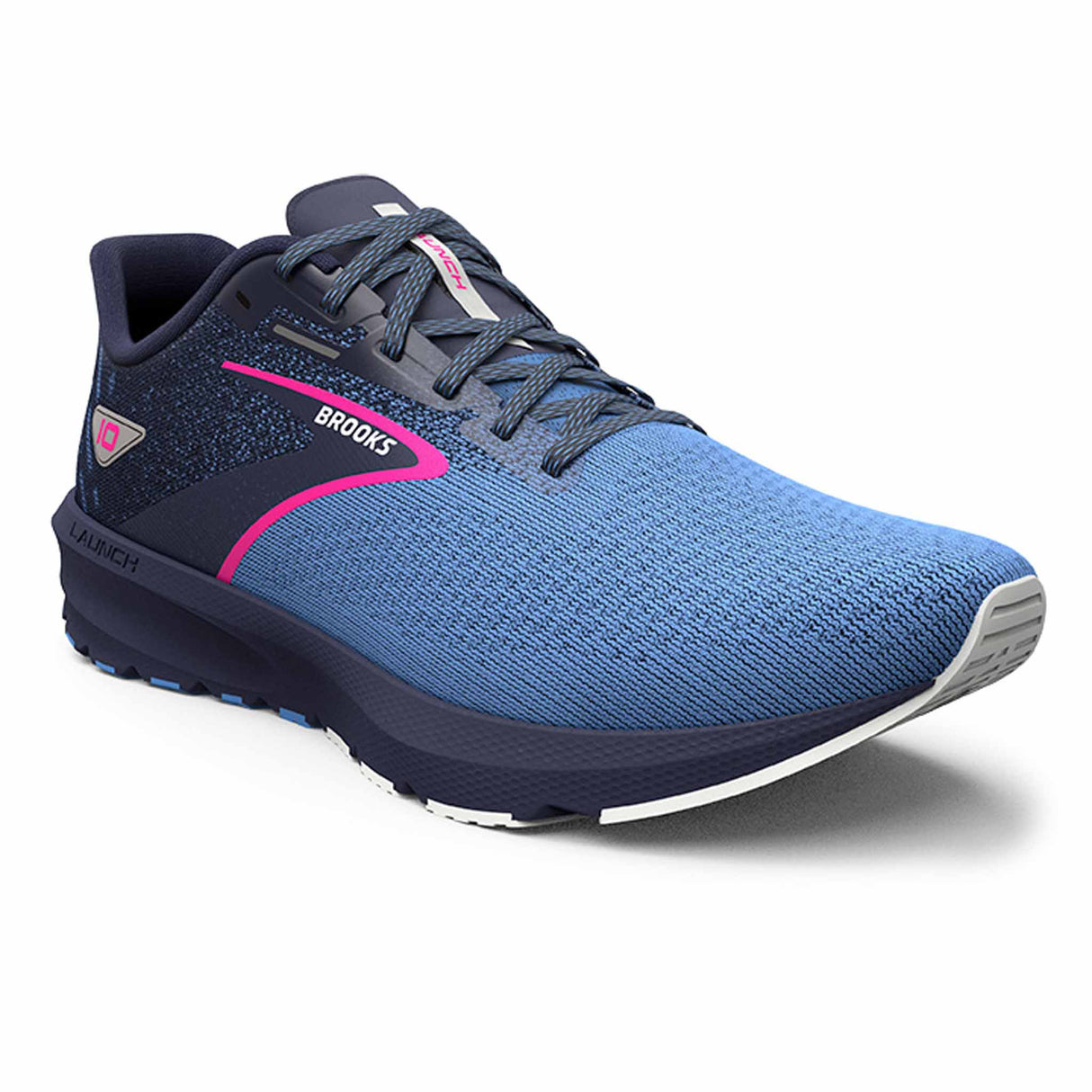 Brooks Launch 10 chaussures de course à pied pour femme - Peacoat / Marina Blue / Pink Glo