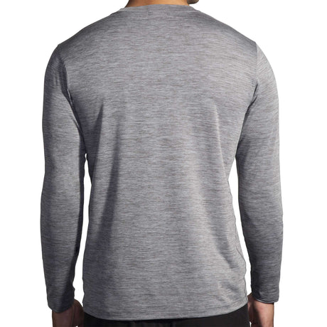 Brooks Luxe chandail de course à manches longues homme live dos - Heather Charcoal
