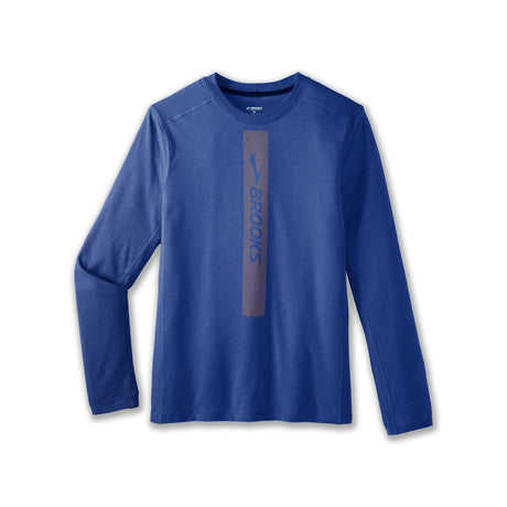 Brooks Distance 2.0 chandail de course homme - Heather Aegean / Brooks Trail