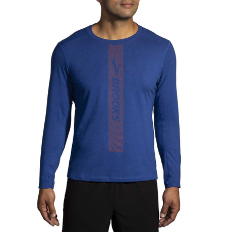 Brooks Distance 2.0 chandail de course homme face - Heather Aegean / Brooks Trail