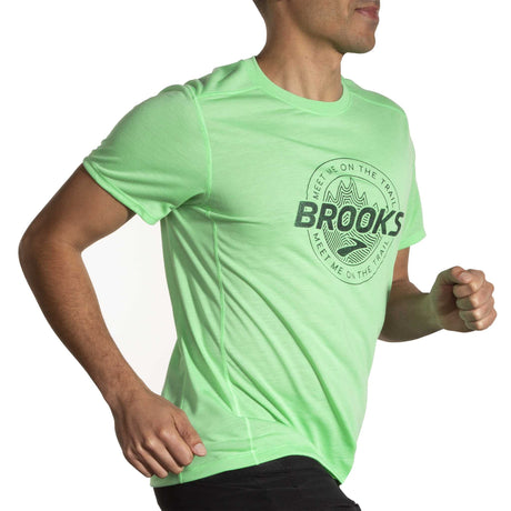 Brooks Distance t-shirt de course à pied à manches courtes 3.0 homme action- Hyper Green / Brooks Trail