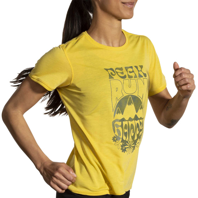 Brooks Distance 3.0 t-shirt de course à manches courtes femme action - yellow zest