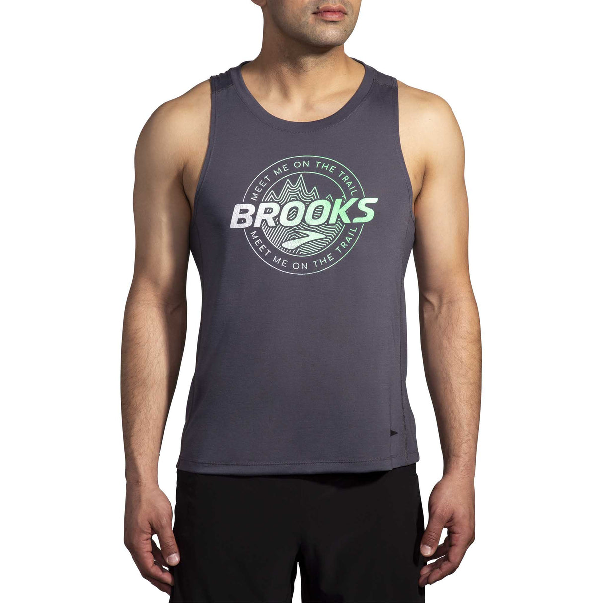 Brooks Distance Tank 3.0 camisole sans manches course homme face- Asphalt / Brooks Trail