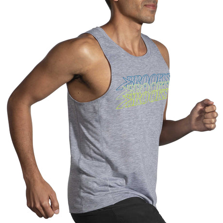 Brooks Distance Tank 3.0 camisole sans manches course homme action- Htr Ash / BR Stack