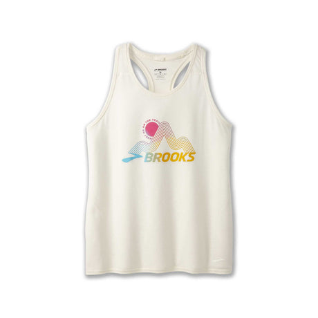 Brooks Distance 3.0 tank top course femme - Ecru / Brooks