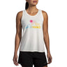 Brooks Distance 3.0 tank top course femme face - Ecru / Brooks