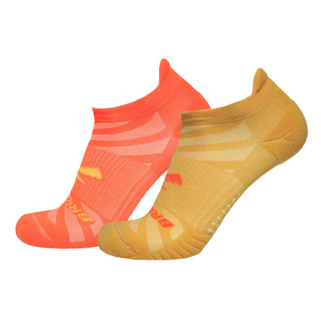 Brooks Ghost Lite No Show 2-Pack chaussettes de course à pied unisexes - Chamois & Shocking Orange