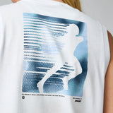 Brooks Graphic camisole de course à pied à imprimé pour femme - Blanc / Noir / Cosmo