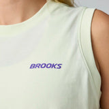 Brooks Graphic camisole de course à pied à imprimé pour femme - Luminary / Violet / Halogen Blue