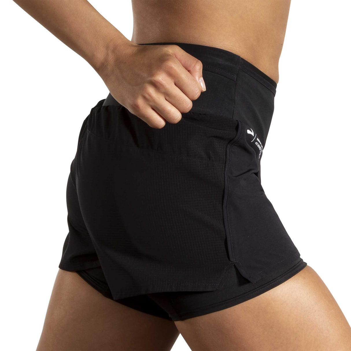 Brooks High Point short de course à pied 3 po 2-en-1 2.0 femme lateral- noir