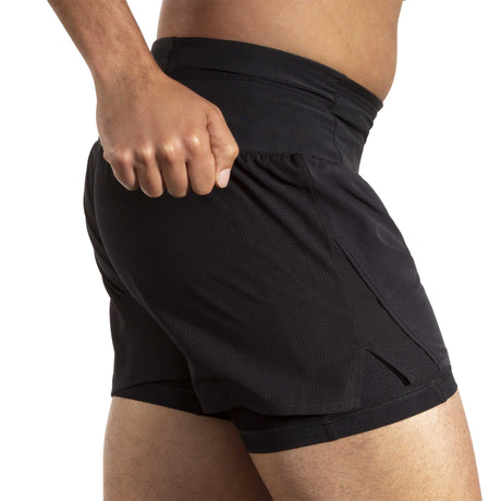 Brooks High Point short de course à pied 5 po 2-en-1 2.0 homme latéral - noir