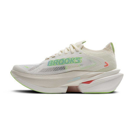 Brooks Hyperion Max 3 chaussures de course à pied femme lateral - Coconut / Green Gecko / Pink Clay