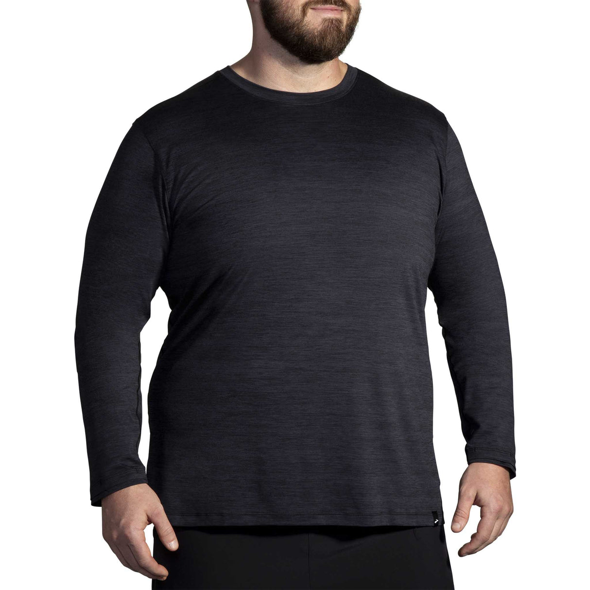 Brooks Luxe chandail de course à manches longues homme face - Heather Deep Black