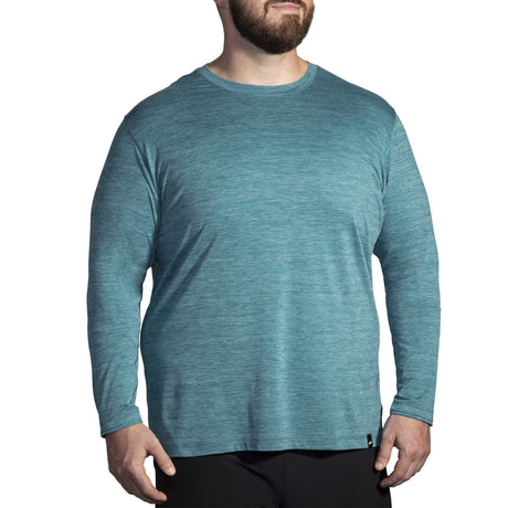 Brooks Luxe chandail de course à manches longues homme face - Heather Storm Blue