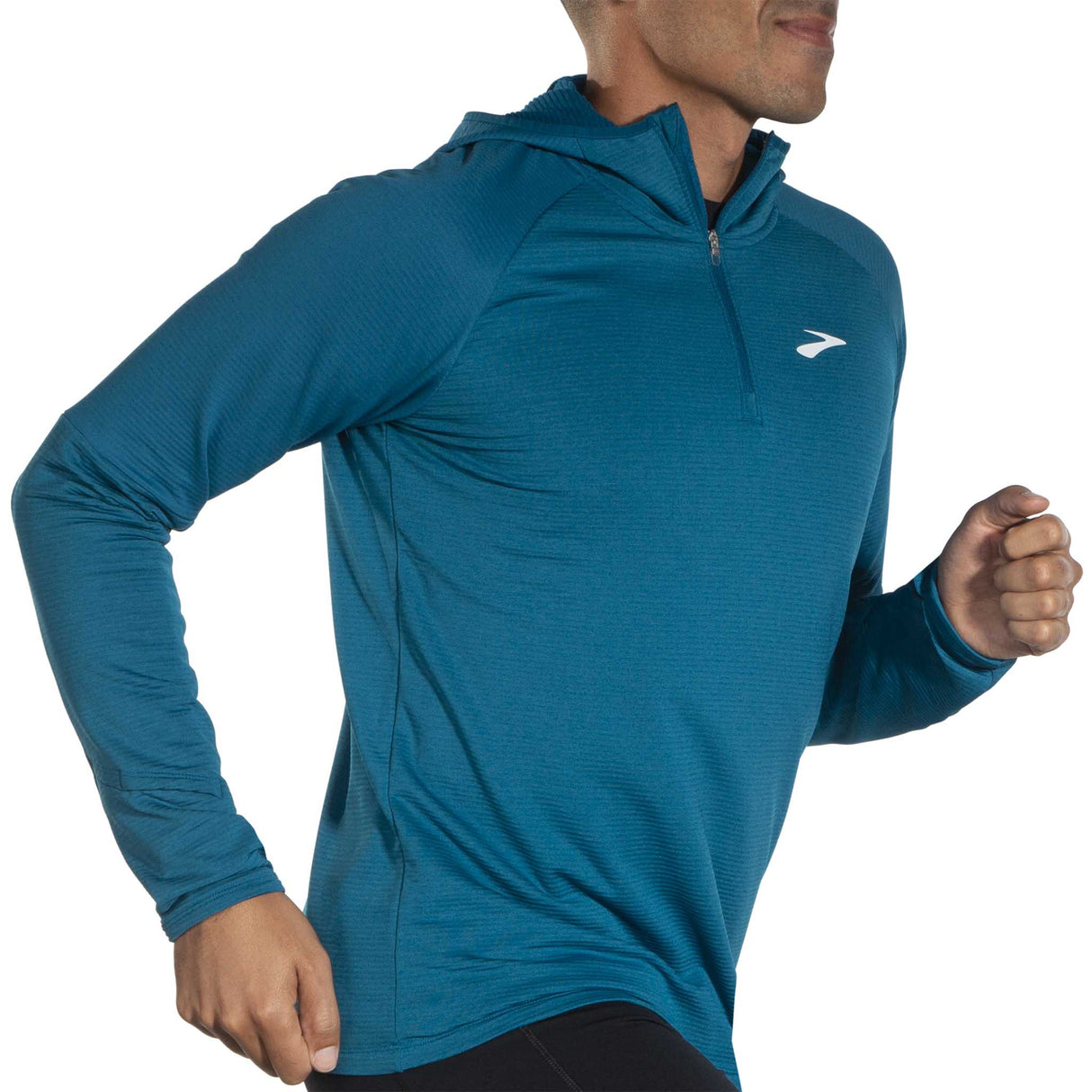 Brooks Notch Thermal Hoodie 2.0 chandail de course à pied homme heather dark ocean lateral
