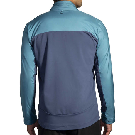 Brooks Shield Hybrid Jacket 3.0 manteau de course à pied homme dos - Storm Blue / Blue Slate