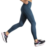 Brooks Spark Tight leggings de course à pied femme latéral - Htr Ocean Drive