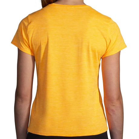 Brooks Luxe T-shirt de course à pied à manches courtes femme live dos- Heather Orange Pop