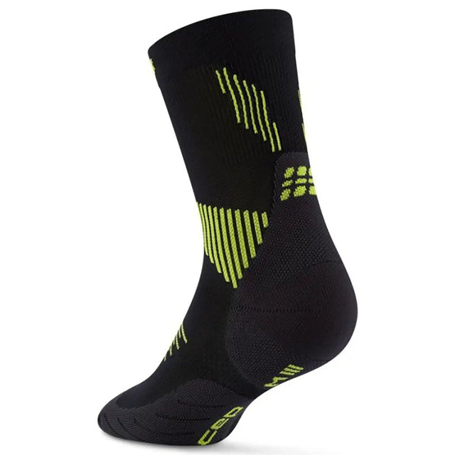 CEP Chaussettes Core Run Mid Cut pour homme - Noir / Lime