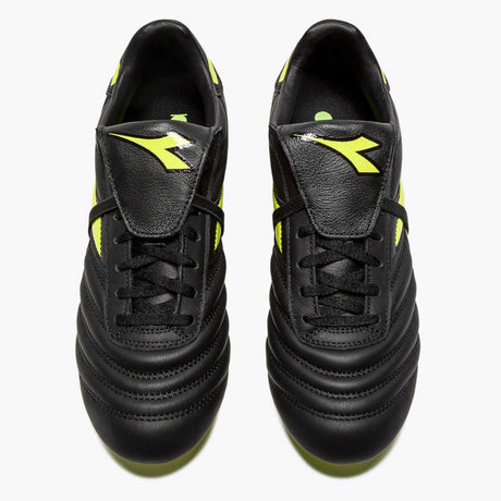 Diadora Brasil Icon LT T MDPU chaussures de soccer à crampons - Noir / Jaune Fluo