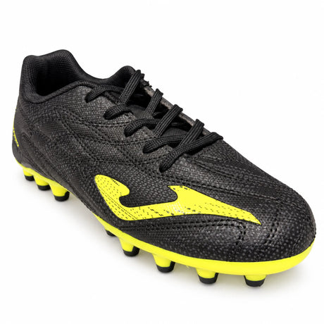 Chaussure de soccer gazon artificiel Joma Evolution JR 2501 noir et blanc pour enfant / Joma Evolution JR 2501 AG kids artificial ground soccer shoe black and white