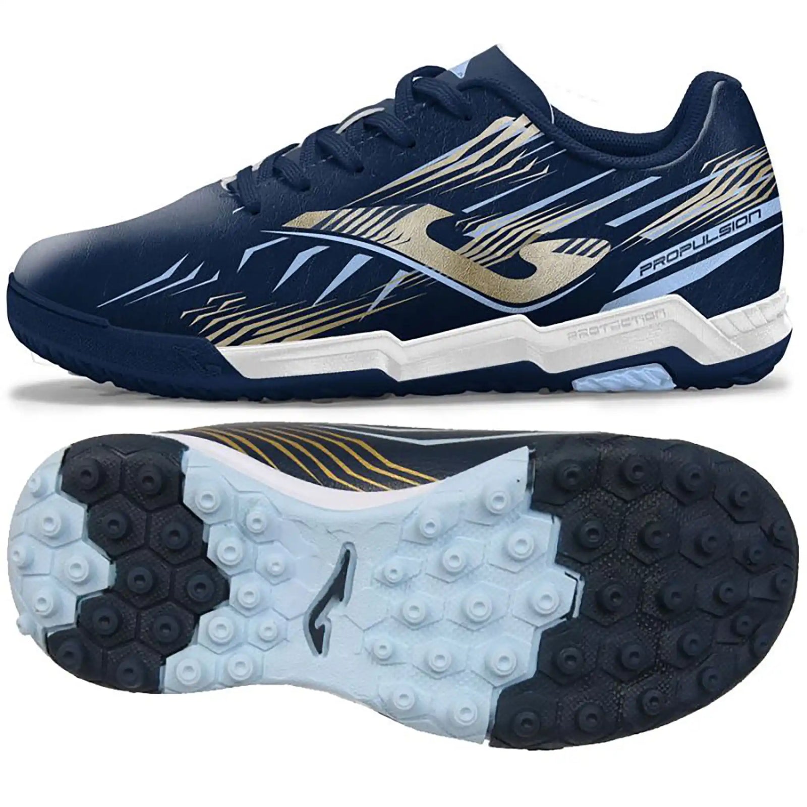 Joma Propulsion 2503 JR Turf chaussures de soccer pour enfant - Bleu/  Or