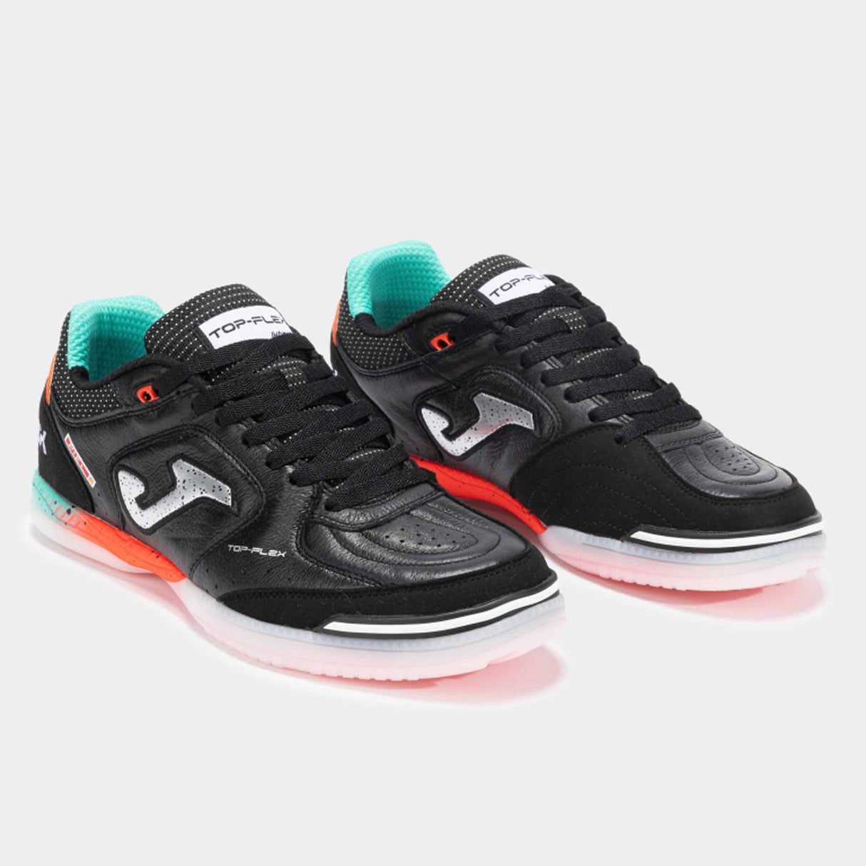 Joma Top Flex 2501 Futsal Indoor Soccer Shoes - Black / Turquoise / Coral