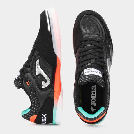 Joma Top Flex 2501 Futsal Indoor Soccer Shoes - Black / Turquoise / Coral