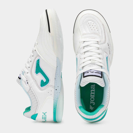 Joma Top Flex 2502 Futsal Indoor Soccer Shoes - White / Turquoise