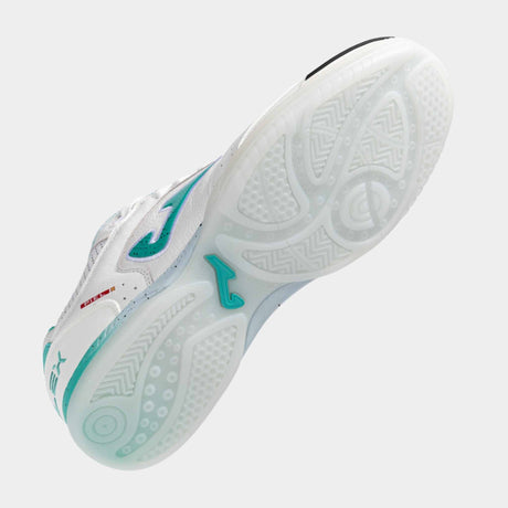 Joma Top Flex 2502 Futsal Indoor Soccer Shoes - White / Turquoise