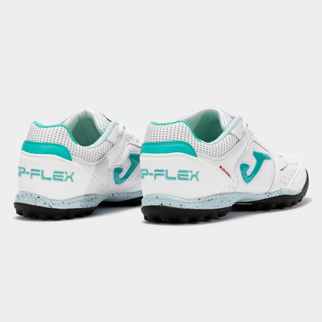 Joma Top Flex 2502 TF Turf Soccer Shoes - White / Turquoise