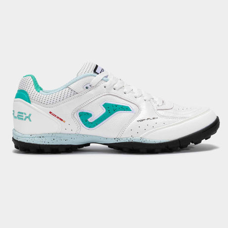 Joma Top Flex 2502 TF Turf Soccer Shoes - White / Turquoise
