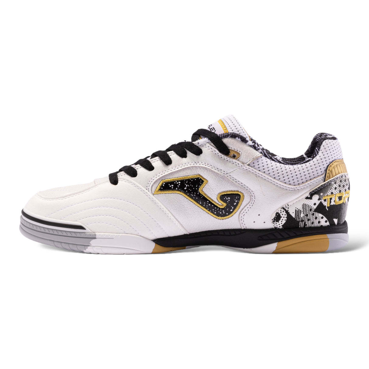 Chaussures de soccer interieur Joma Top Flex Futsal - Blanc / Noir / Or