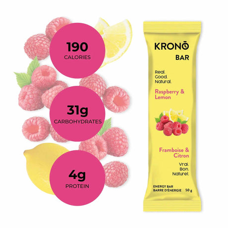 Krono Nutrition Barre énergétique Framboise et citron - Boîte de 12