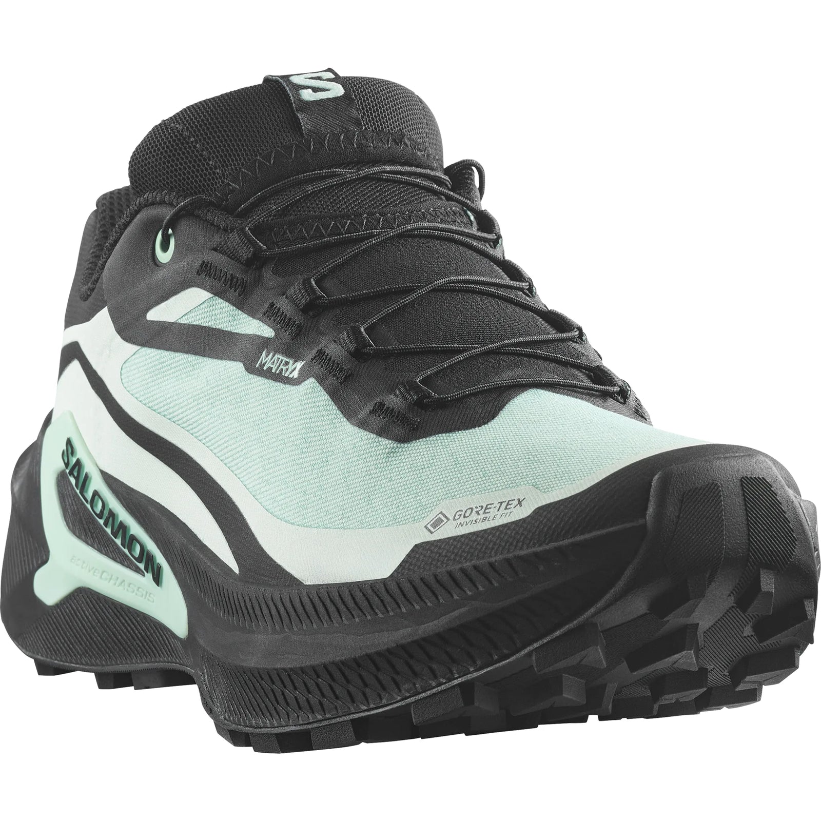 Salomon Genesis 2 GTX chaussures de course à pied trail femme - Lichen / Black / Clearly Aqua