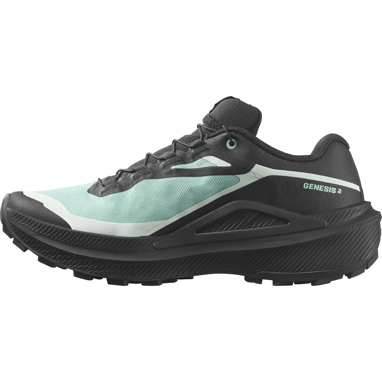 Salomon Genesis 2 GTX chaussures de course à pied trail femme - Lichen / Black / Clearly Aqua