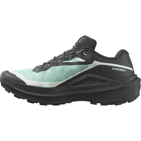 Salomon Genesis 2 GTX chaussures de course à pied trail femme - Lichen / Black / Clearly Aqua