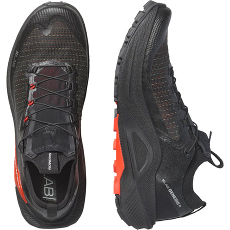 Salomon S/Lab Genesis 2 unisex trail running shoes – Iron / Black / Fiery Red, outsole view