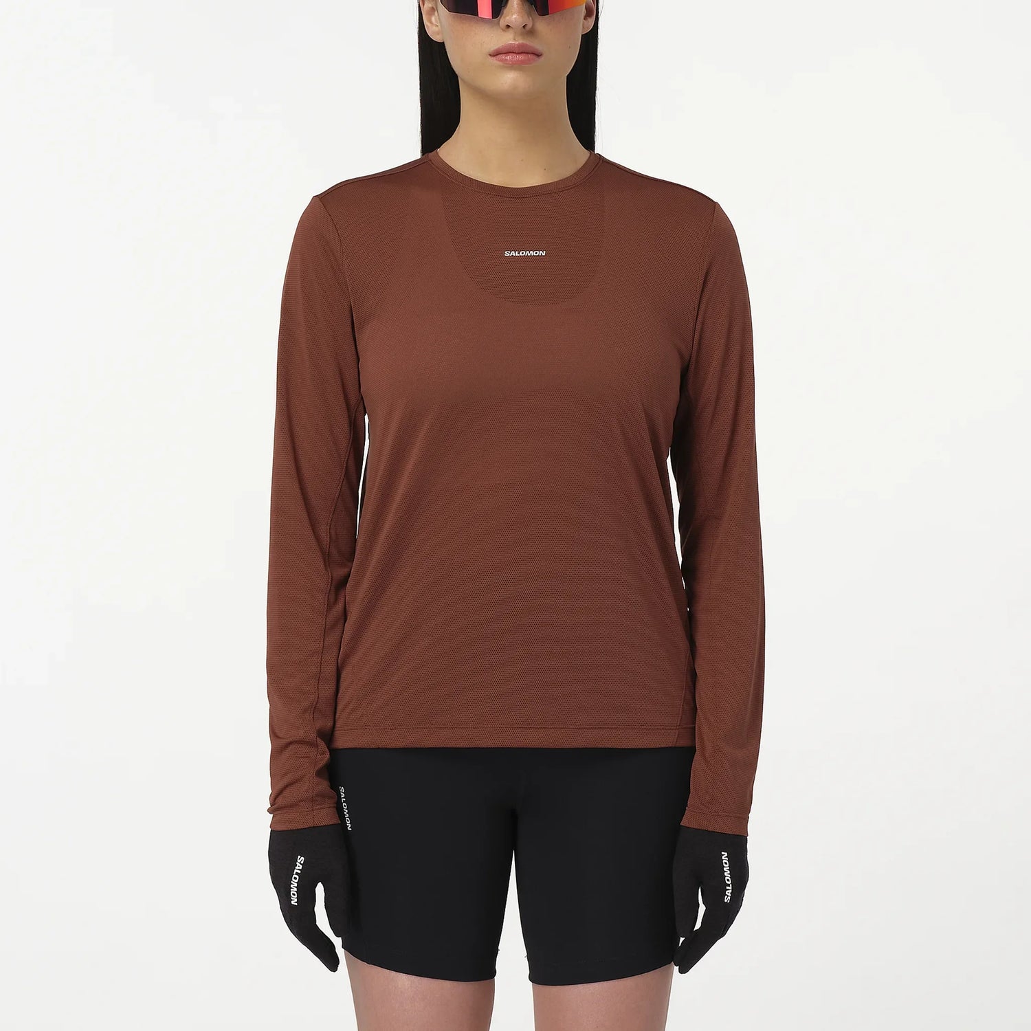Salomon SHAKEout Core t-shirt de course à manches longues pour femme - Burnt Umber