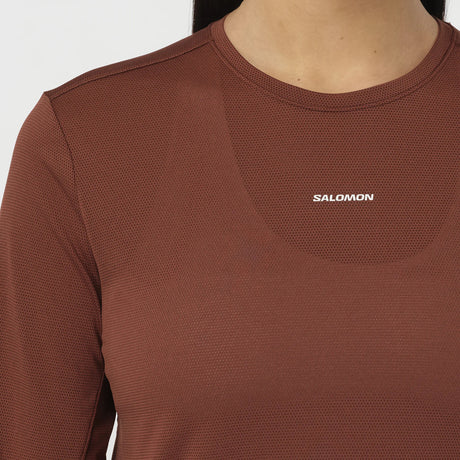 Salomon SHAKEout Core t-shirt de course à manches longues pour femme - Burnt Umber
