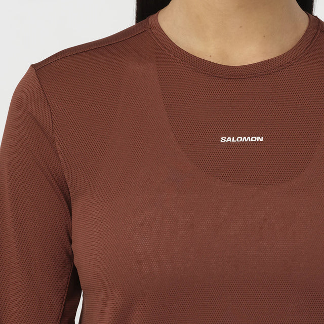 Salomon SHAKEout Core t-shirt de course à manches longues pour femme - Burnt Umber
